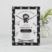 Cute Ninja Birthday Party Invitation Kaart (Staand voorkant)