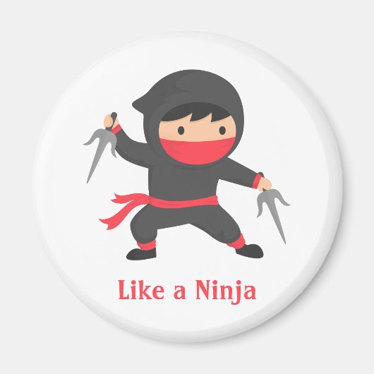 Cute Ninja Boy with Sai Weapons for Kids Magneet (Voorkant)
