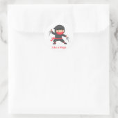 Cute Ninja Boy with Sai Weapons for Kids Ronde Sticker (Tas)