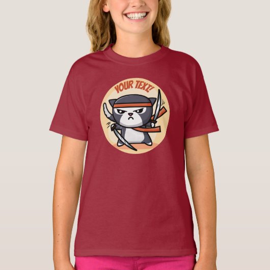 Cute Ninja Cat T-shirt (Voorkant)