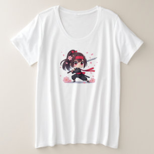 Cute ninja guerrière fille en fleur