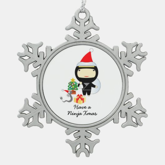 Cute Ninja Kerstmis Tin Sneeuwvlok Ornament (Voorkant)