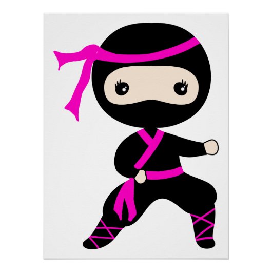 Cute Ninja Kinder Punking Warrior Bday Party Perfect Poster (Voorkant)