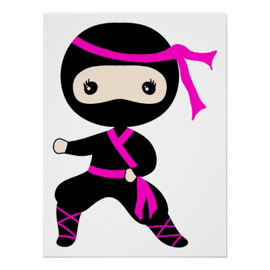 Cute Ninja Kinder Punking Warrior Bday Party Perfect Poster (Voorkant)