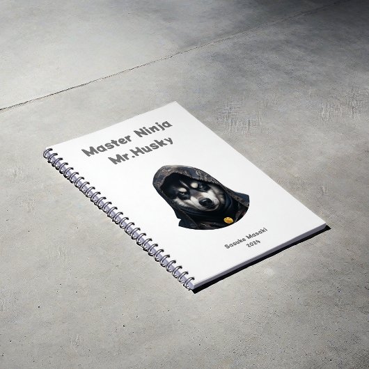 Cute Ninja Master Husky Carnet personnalisé Blanc