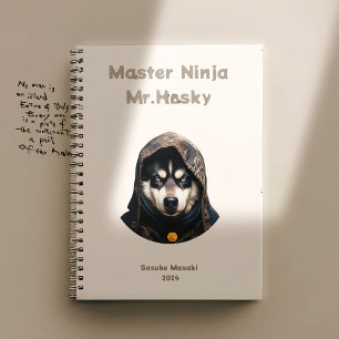 Cute Ninja Master Husky Carnet personnalisé Crème