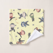 Cute Ninja Motif Vert Bleu Orange Jaune (Gant de toilette)