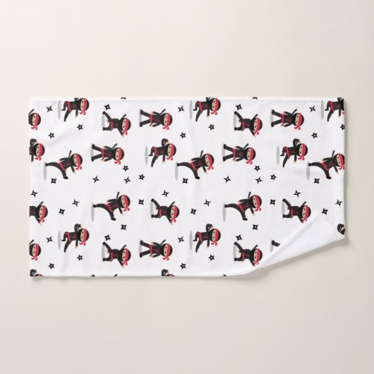 Cute Ninja Warrior Black & Red Kids (Serviette à main)