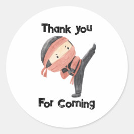 Cute Ninja Warrior Kids Birthday Party Favor Ronde Sticker