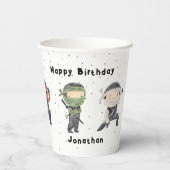 Cute Ninja Warrior Kinder Custom Name Birthday Par Papieren Bekers (Achterkant)