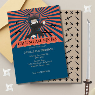 Cute Ninja Warrior kinderen Birthday Kaart