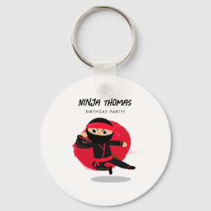 Cute Ninja Zwart Rood Kinderen Verjaardagsfeest T- Sleutelhanger