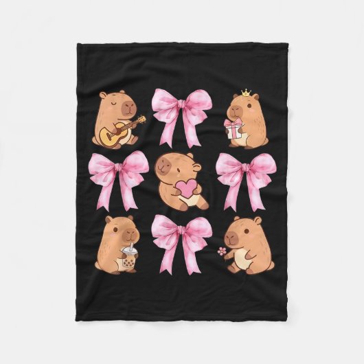 Cute Nk Coquette Bow Kawaii Capybara Lover  Fleece Deken (Voorkant)