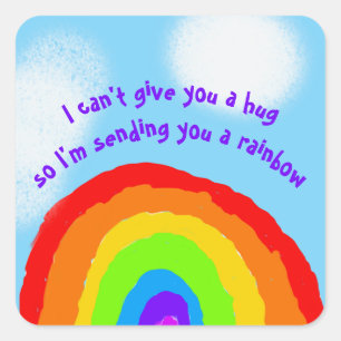 Cute no Hugs stuurt je een regenboog Vierkante Sticker