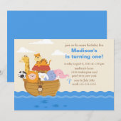 Cute Noah's Ark 1st verjaardag Kaart (Voorkant / Achterkant)