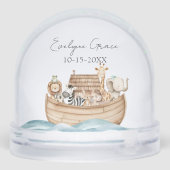 Cute Noah's Ark with Custom Baby Name Sneeuwbol (Achterkant)