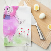 Cute Noël Cochon rose Serviette de cuisine (Quart Plié)