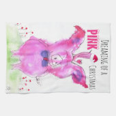 Cute Noël Cochon rose Serviette de cuisine (Horizontal)