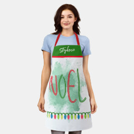 Cute Noel Personalized Chef Name Kerstapons Schort
