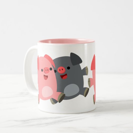 Cute Noir et Blanc Cartographie Pigs Mug (Devant gauche)