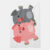 Cute Noir et Blanc Cartoon Pigs Serviette de cuisi (Vertical)