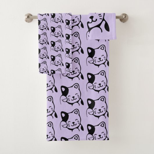 Cute noir et blanc Kitty Chat Waving Hello Patter (En situation)