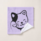 Cute noir et blanc Kitty Chat Waving Hello Patter (Gant de toilette)