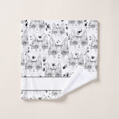Cute Noir et Blanc Serene Cat Motif visage  (Gant de toilette)