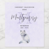 Cute Nordic Fox met Floral Marking Wine Making Wijn Etiket (Enkel label)