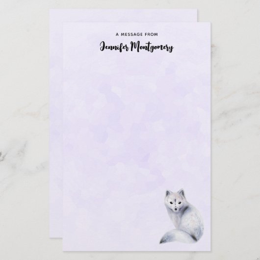 Cute Nordic Fox met Floral Markings Briefpapier (Voorkant / Achterkant)