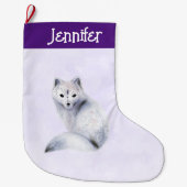 Cute Nordic Fox met Floral Markings Grote Kerstsok (Voorkant)