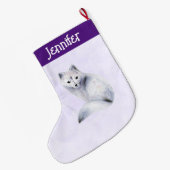 Cute Nordic Fox met Floral Markings Grote Kerstsok (Achterkant (Hangend))