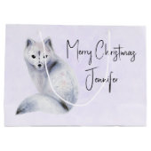 Cute Nordic Fox met Floral Markings Kerstmis Groot Cadeauzakje (Achterkant)
