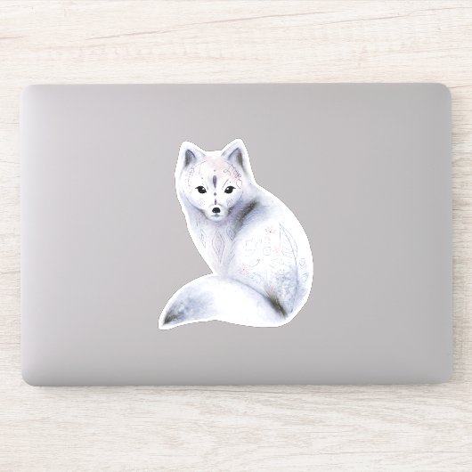 Cute Nordic Fox met Floral Markings Sticker (Computer)