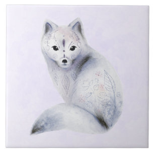 Cute Nordic Fox met Floral Markings Tegeltje