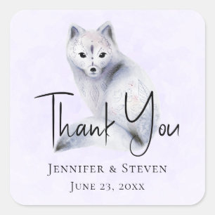 Cute Nordic Fox met Floral Markings Wedding Vierkante Sticker