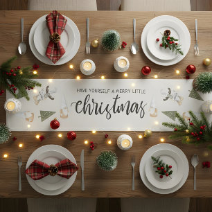 Cute nordic gnome kerst korte tafelloper