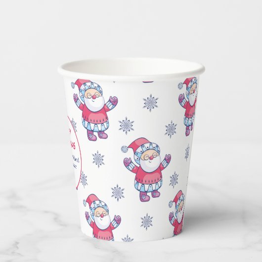 Cute Nordic Santa Snowflake Pattern Papieren Bekers (Achterkant)