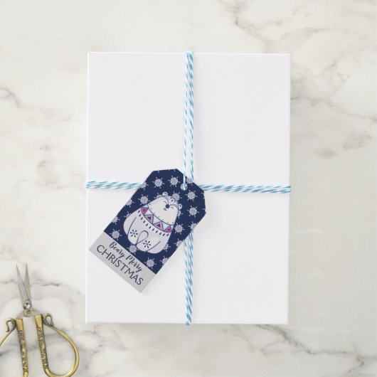 Cute Nordic Style Polar Beer Snowflake Cadeaulabel (Met Touw)