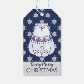 Cute Nordic Style Polar Beer Snowflake Cadeaulabel (Voorkant)