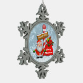Cute North Pole Santa Snowflake Tin Sneeuwvlok Ornament (Links)