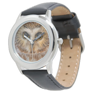 Cute Northern Saw Whet Owl Horloge