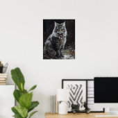 Cute Norwegian Forest Chat Art Imprimer Poster (Bureau à domicile)