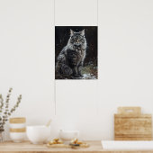 Cute Norwegian Forest Chat Art Imprimer Poster (Cuisine)