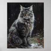 Cute Norwegian Forest Chat Art Imprimer Poster (Devant)