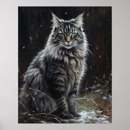 Cute Norwegian Forest Chat Art Imprimer Poster (Devant)
