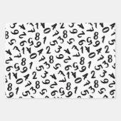 Cute Numbers Black White Grey Pattern Mathematics Inpakpapier Vel (Voorkant)