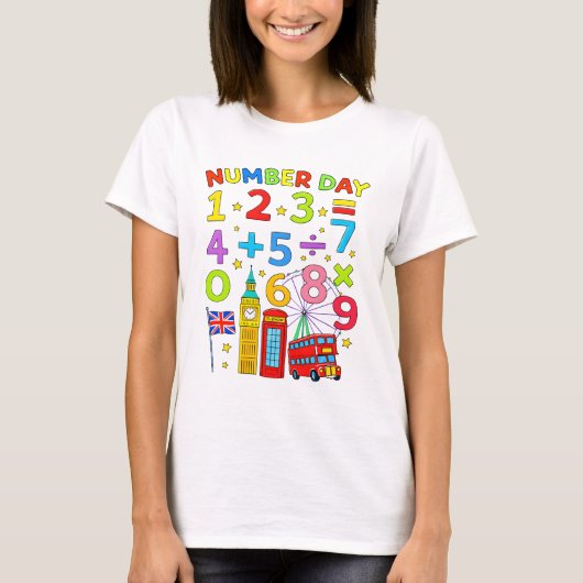 Cute Numbers Maths Learning Cartoon Tee For KidsUK T-shirt (Voorkant)