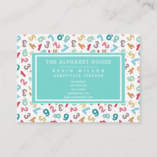 Cute Numbers Pattern - Substitutionale leraar/Tuto Visitekaartje (Voorkant)