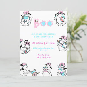 Cute Nurse Boo Halloween Feestkostuum Kaart